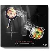 Cooksir Inductiekookplaat 4 platen met afzuigkap, kookplaat inductie 60 cm inbouw met booster, ...