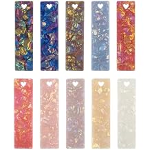AUEAR, 10 Pack Rectangle Glitter Acrylic Bookmarks Colorful Shining Book Mark for Reader Lover