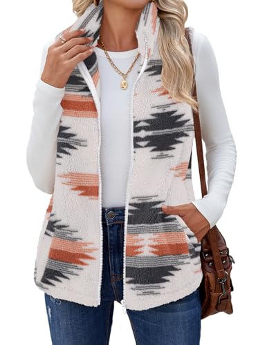 Zeagoo Vest For Women Light Sleeveless Fleece Sherpa Lined Jackets Fuzzy Warm Winter Coats With Pockets