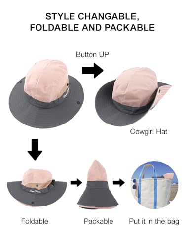 Kids Sun Hats Sunglasses and Hat Clip Set Wide Brim Summer Hats UV Protection Beach Cap with Ponytail Hole 6