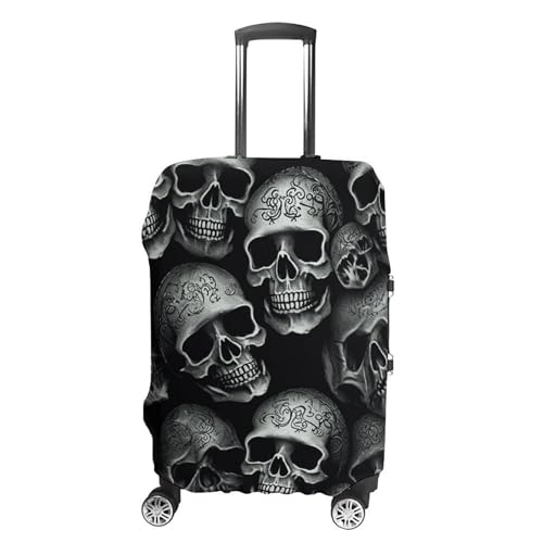 Black Skull Luggage Cover, Washable Elastic Suitcase Cover Protector Fit 18-32 Inch Luggage