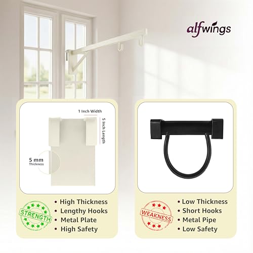 Image of Baby Window Cradle Hanger | Up to 35 Kg Metal Rod | Hook and Paint Protection Shield | White, 100 cm | WCH1mW