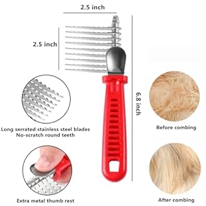 Qumy Dog Comb Pet Grooming Comb Dog Rake Comb Trimmer Stainless Steel Dog Comb for Dematting Removing Dead Matted or Knotted Hair  Cucciolini Doodles Qumy dog comb pet grooming comb dog rake comb trimmer stainless steel dog comb for dematting removing dead matted or knotted hair   cucciolini doodles