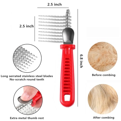 Qumy Dog Comb Pet Grooming Comb Dog Rake Comb Trimmer Stainless Steel Dog Comb for Dematting Removing Dead Matted or Knotted Hair  Cucciolini Doodles Qumy dog comb pet grooming comb dog rake comb trimmer stainless steel dog comb for dematting removing dead matted or knotted hair   cucciolini doodles