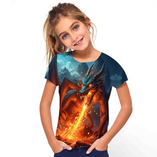 Kids Print 3D Dragon Tees Shirts for Youth Boys Girls 4-14 Years3