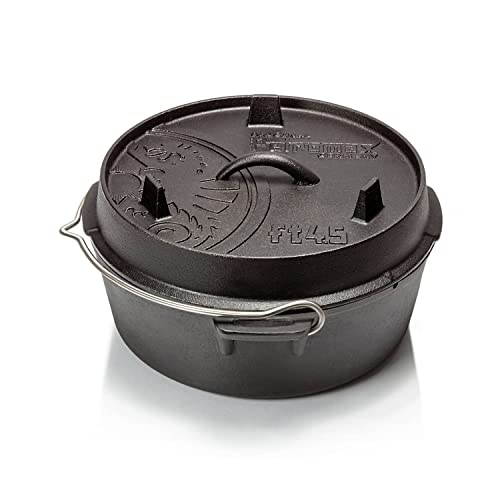Petromax Feuertopf ft4,5 - Dutch Oven mit planem Boden für alle Herdarten, Gasgrill, Backofen, Gaskocher und offenes Feuer - sofort einsatzbereit ohne Einbrennen - Kochtopf mit Deckel - 3,5 Liter