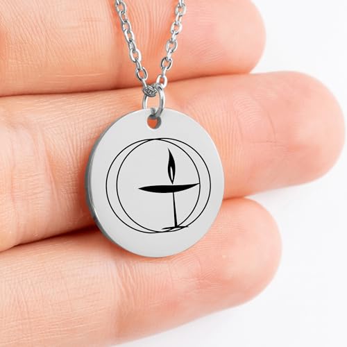Unitarian Universalist Chalice Necklace - Personalized UU Flaming Chalice Pendant - Custom Engraved Religious Jewelry - Spiritual Faith Symbol Gift for Women Men3
