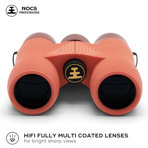 Image of Nocs Provisions Field Issue 8x32 Waterproof Binoculars, 8X Magnification, Bak4 Prism, Wide View Multi-Coated Lenses for Bird Watching, Hunting & Wildlife Viewing - Coral Red