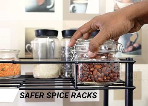 Image of D&V Engineering 2-Tier Metal Kitchen Storage Rack | Countertop Organizer Shelf & Spice Rack, Multipurpose Pantry and Cabinet Shelf Organizer