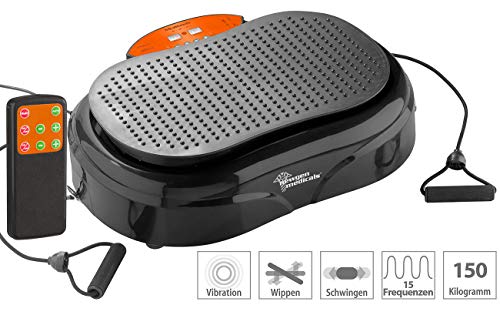 Newgen Medicals Fitnessgerät: 3in1-Vibrationsplatte bis 150 kg, 300 Watt, Expander, Fernbedienung (Vibrationsplatte für… – Bild 3
