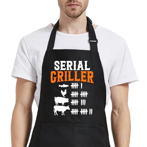Yctsecha Grilling Aprons for Men with Pockets, Funny Aprons for Men Cooking BBQ Grill, Chef Gifts for Dad Father Birthday Christmas Thanksgiving