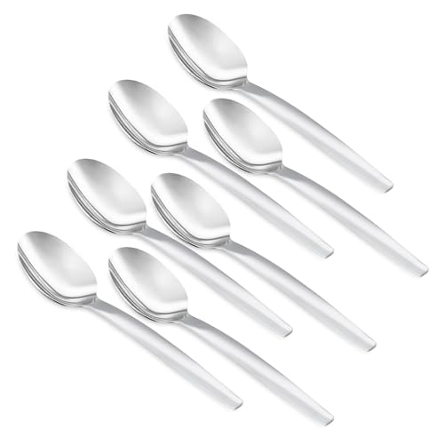 Image of Culinex Premium 7.9 inch Stainless Steel Dinner Spoon Set of 6 for Dining Table, Kitchen | Heavy, Rustproof Dishwasher Safe Silver Flatware by thinKitchen (Queen Series)