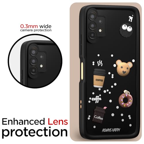 Image of Amazon Basic Back Cover for Samsung Galaxy A13 4G / A13 5G | Cute Fun Cartoon 3D Bear Silicone Full Body Protection Bumper Cover (Black)
