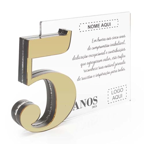 Placa Homenagem em Acrílico Personalizada (Dourado)