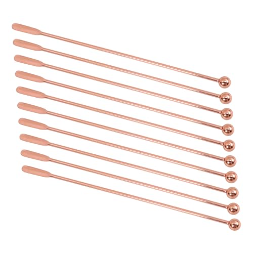 BESPORTBLE 1set Stirring Rod Cocktail Stirrers Spoons Martini Picks Cocktail Mixing Spoon Iced Tea Spoon Bartender Mixing Spoon Cocktail Skewers Drinks Rose Gold Stainless Steel 10pcs