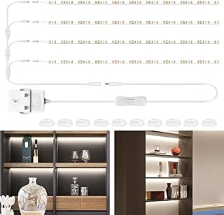 WOBANE LED Shelf Lights,Flexible LED Strip Lights with Switch,Display Lights for Cabinet,Showcase,Bookshelf,Pantry,Shelves,Cupboards,4*50cm 12v Strip Bars Set,120 LEDs,1100lm,6000K White