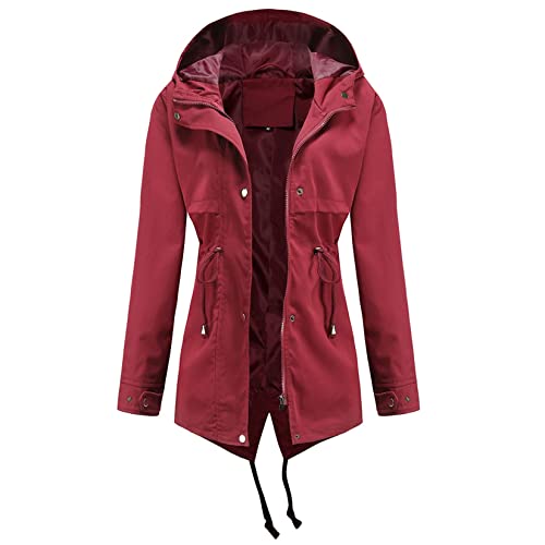 DOSLAVIDA Women's Rain Jacket Waterproof Hooded Windbreaker Lightweight Trench Coat Active Outdoor Raincoat With Hood2