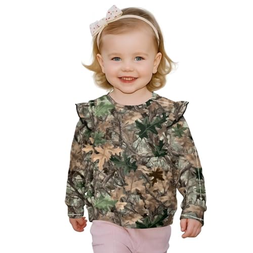 Girls Ruffle Sweatshirts 3-8Y Toddler Long Sleeve Crew Neck Shirts Fall Spring Pullover Top Drop Shoulder Sweater