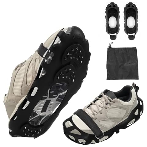 Crampons for Hiking Boots, Ice Cleats for Shoes and Boots, Shoe Spikes Grips Traction for Ice Snow, Ice Snow Shoes Grippers for Men Women Winter Hiking Ice Fishing Cover