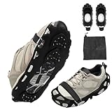 Crampones de Hielo con 30 Puntas, Crampones para Botas de Senderismo, Agarre de Zapatos de Nieve con Pinchos de Tracción, Antideslizante para Zapatos de Invierno (Tallas 45-47)