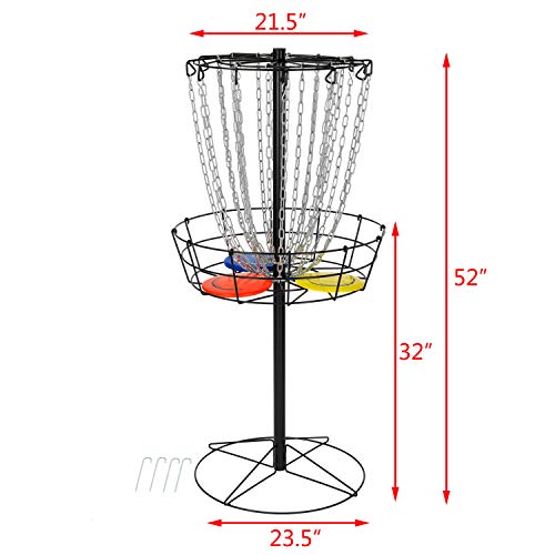 Crown Me Disc Golf Basket Target Include 3 Discs, 24-Chain Portable Metal Golf Goals Baskets #TOP1
