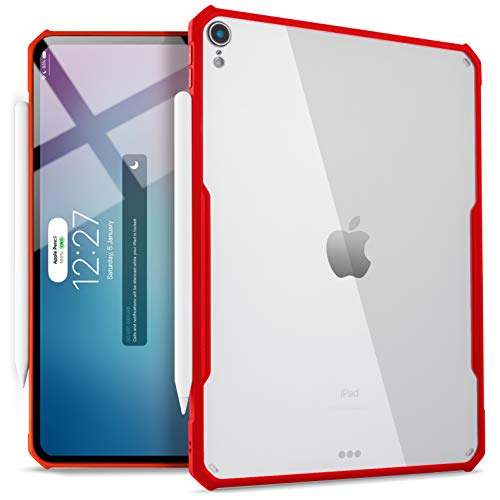 iPad Pro 12.9-inch (2018 Release, 3rd Generation) Ultra-Slim Clear Case, Supports Apple Pencil Wireless Charging [Absorbs Shock] Flexible TPU, Lightweight (Red)