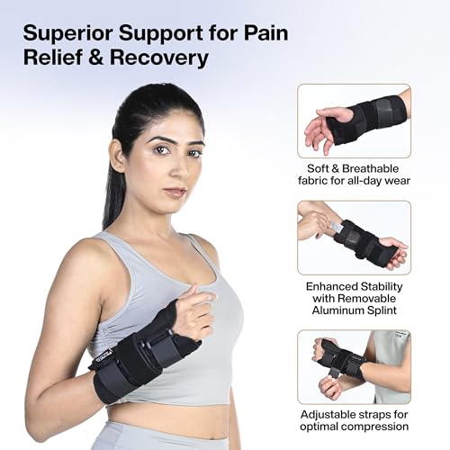 Image of FOVERA Wrist Splint Brace for Carpal Tunnel | Adjustable Wrist Support Brace with Splints | Hand Support for Arthritis, Tendonitis, Sprain, Injuries & Wrist Pain (Size - Medium, Left Hand)