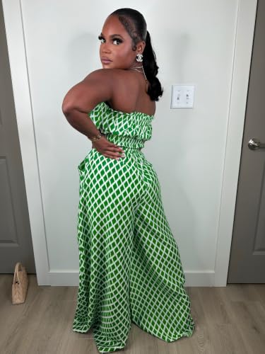 Image of Two Piece Sets for Women Summer Outfits Crop Tops and Wide Leg Pants Sets Sexy Jumpsuits Vacation Outfits with Pockets
