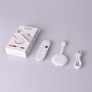 New TV Stick mit 4K Media Streamer, 4K UHD / 60Hz Ausgang, Gogle Assistant Built-In, Dual-Band Wi-Fi 5, HDMI-Anschluss, Atmos Unterstützung, Snow Orginal TV Stick Box