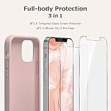GOODVISH Etui 3 w 1, zaprojektowane dla iPhone'a 12, iPhone 12 Pro z 2 osłonami ekranu, miękkie etui na telefon z płynnym silikonem, z wyściółką z mikrofibry, odporne na wstrząsy, pełna ochrona 15.5