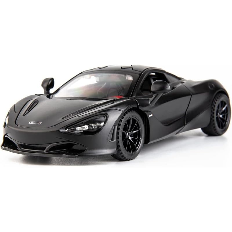 Image of Kids Model 1:32 Mc-Laren 720s Die Cast Metal Car Pull Back Action Opening Doors with Realistic Engine Sound Lights Toy Car Gift for Boys - Black