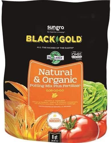 Suelo para macetas natural y orgánico de oro negro de 8 cuartos de galón