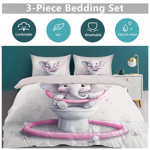 Funda nórdica de elefantes con 2 fundas de almohada de 80x80 cm en microfibra suave para niños 5