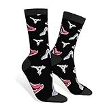AOYEGO Fashion Women Shoes Funny Socks Elegant High Heel and Paris Eiffel Towers Purple Novelty Casual Crew Socks Contrast Color Design for Women Men Gift