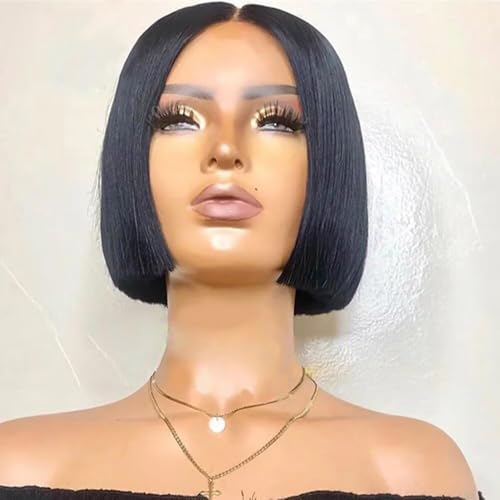 Straight Short Bob Clean Blunt Cut Natural Black Color HD