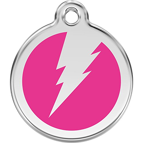Red Dingo Personalized Flash Pet ID Dog Tag (Medium Hot Pink)