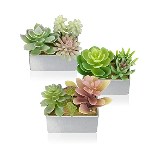 Mingfuxin Artificial Succulents In Pots, Succulents Plants Artificial With Pot, Lifelike Small Artificial Succulents For Home Decor Indoor Bedroom Bathroom Decor #TOP5