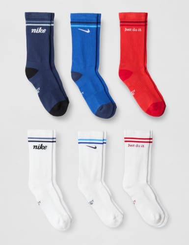 Image of Nike Unisex Kids' Everyday Cushioned Crew Socks (6-Pack) | Boys and Girls