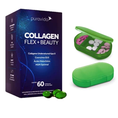 Kit Puravida Collagen Flex Beauty Pura Vida Com 60 Caps + Porta C...