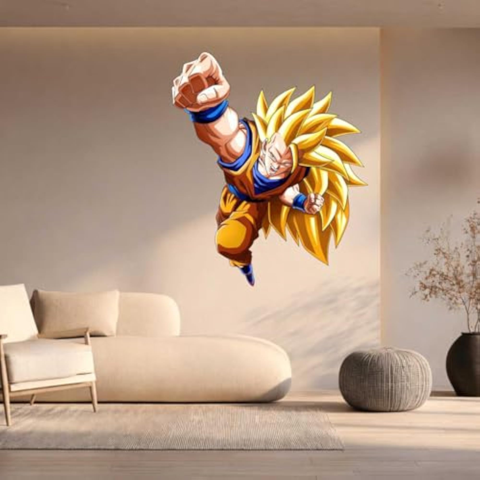 Flying Super Saiyan Three Punch Attack Anime Sticker
