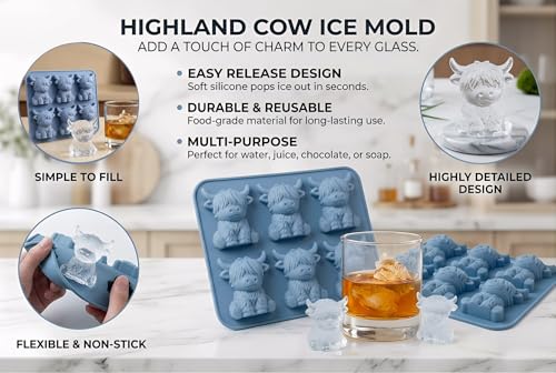 Molde de cubitos de hielo silicona Yak 6 cavidades gris miniatura 5
