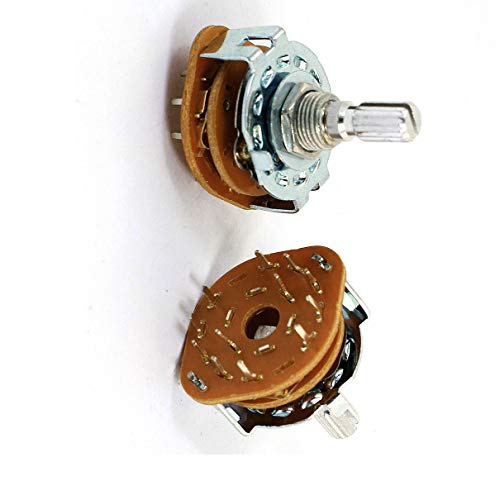 Aexit 2Pcs 2P5T Switches 2 Pole 5 Throw 6mm Knurled Shaft Band Selector Foot Switches Rotary Switch