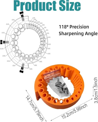 Image of AASONS Drill Bit Sharpener For 5inch (125mm) Angle Grinder Utility Attachment Multi Drill Bit /Screwdriver Tip Sharpening Tool For Full Size 0.5-13mm Drill Bits, Universal Drill Sharpener