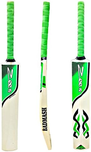 Cricket Bat Tape Ball Tennis Ball Thick Edge 4.4 inches Full Adult Size Kashmir Wood Short Handle 2 lb Light Weight Good for Club Cricket and Net Practice