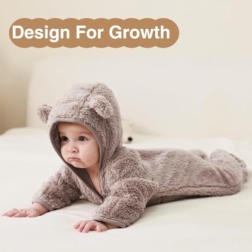 Neugeborenes Baby Bär Strampler Outfit Anzug Umschlag Fäustlinge Füßlinge Mädchen Jungen Winter Schneeanzug Fleece Kleidung Kapuzenoverall Kuschelige Hausschuhe Kinder