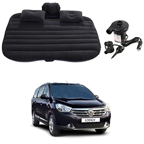 Image of Oshotto Multifunctional Car Travel Bed Mattress with Two Air Pillows, Car Air Pump Compatible with Renault Lodgy (Black)