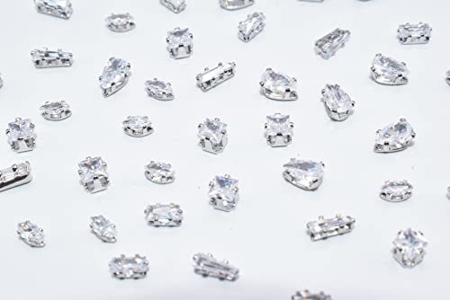 Lifoost 50Pcs Diamond Nail Charms For Nail Art Decoration Rhinestones, Silver Flatback Sparkle Horse Eyes Water Drop Square Claw Jewelry Gems Nail Design Supplies #TOP9