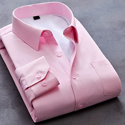 Chemise d'hiver épaisse homme en polaire rose chaude pour le bureau et les affaires