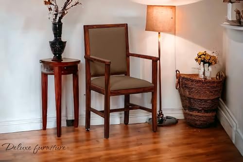 Image of Solid Wooden Chair | Arm Chair for Living Room, Bedroom & Home (48D x 53W x 99H Centimeters (Peshtigo-Honey Oak, One Seat)