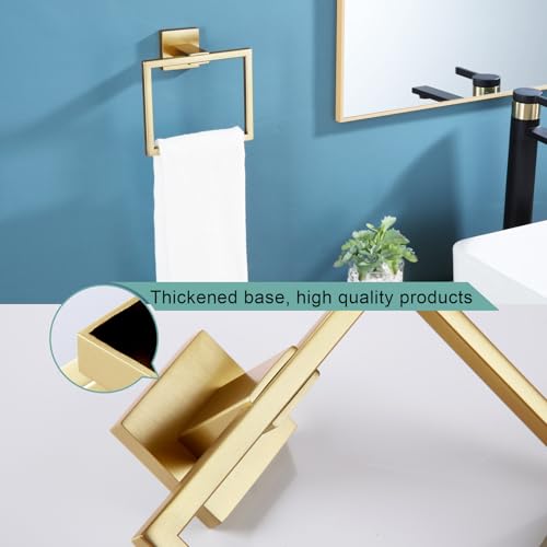 Image of KOKOSIRI Hand Towel Ring Shower Towel Hanger Holder Bath Towel Holder Bathroom Lavatory Stainless Steel Wall Mount, Brushed Gold, B3004BG